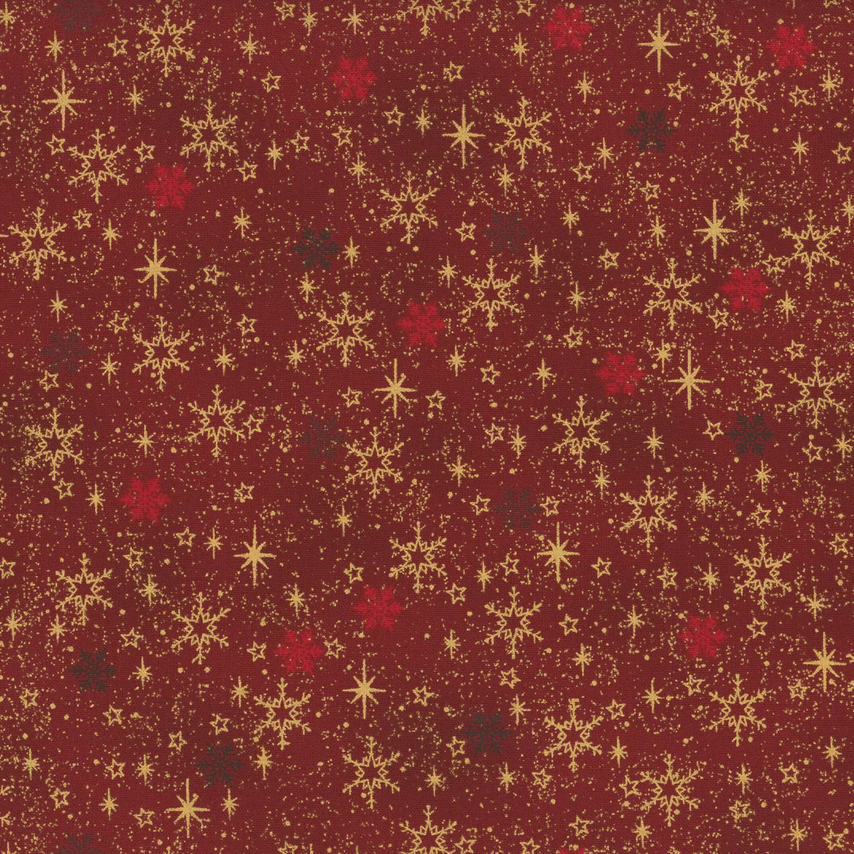 Snow Crystals - Red/Gold Snow Crystals 4593-403 by Stof Fabrics