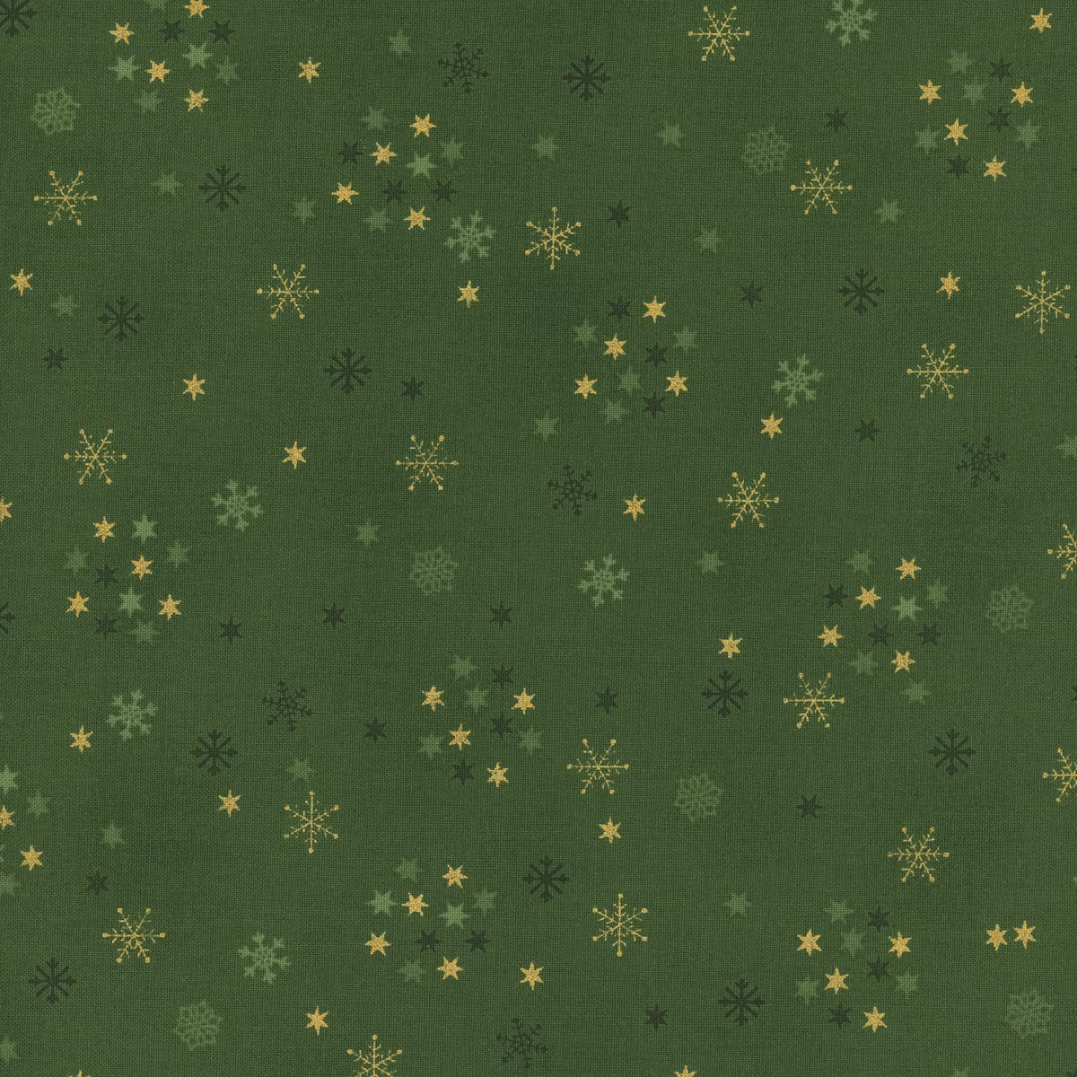 Snow Crystals - Green & Gold Crystals & Stars 4593-813 by Stof Fabrics