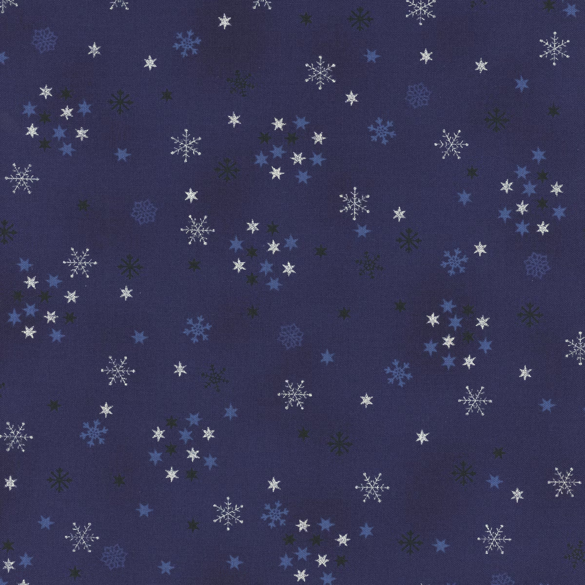 Snow Crystals - Dark Blue & Silver Crystals & Stars 4593-605 by Stof Fabrics