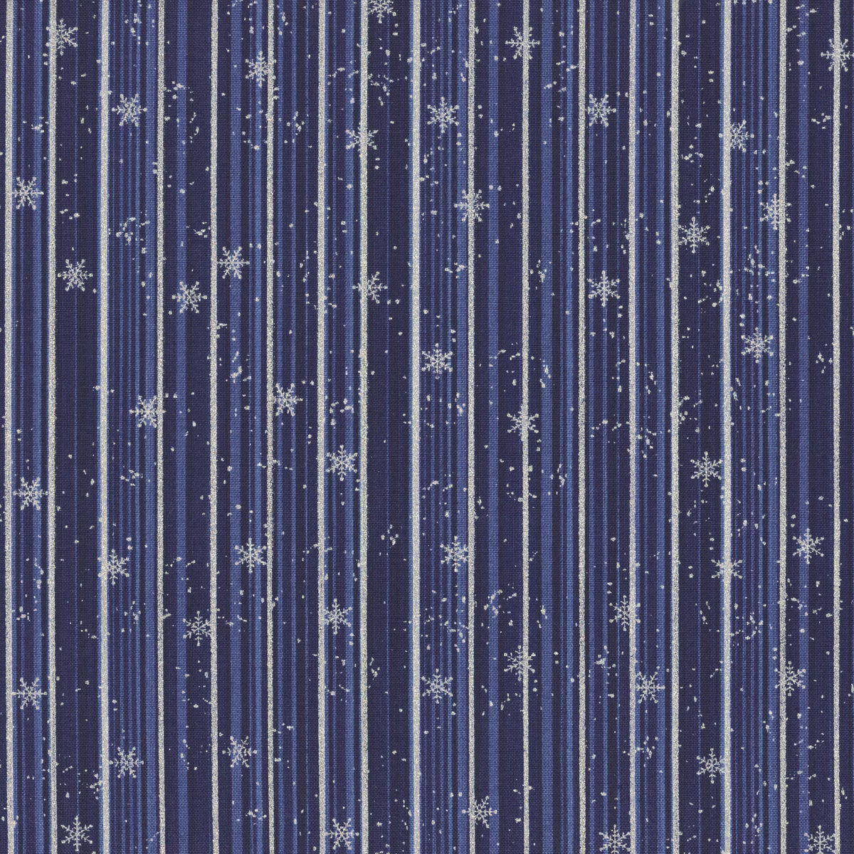 Snow Crystals - Dark Blue & Silver Stripes 4593-607 by Stof Fabrics