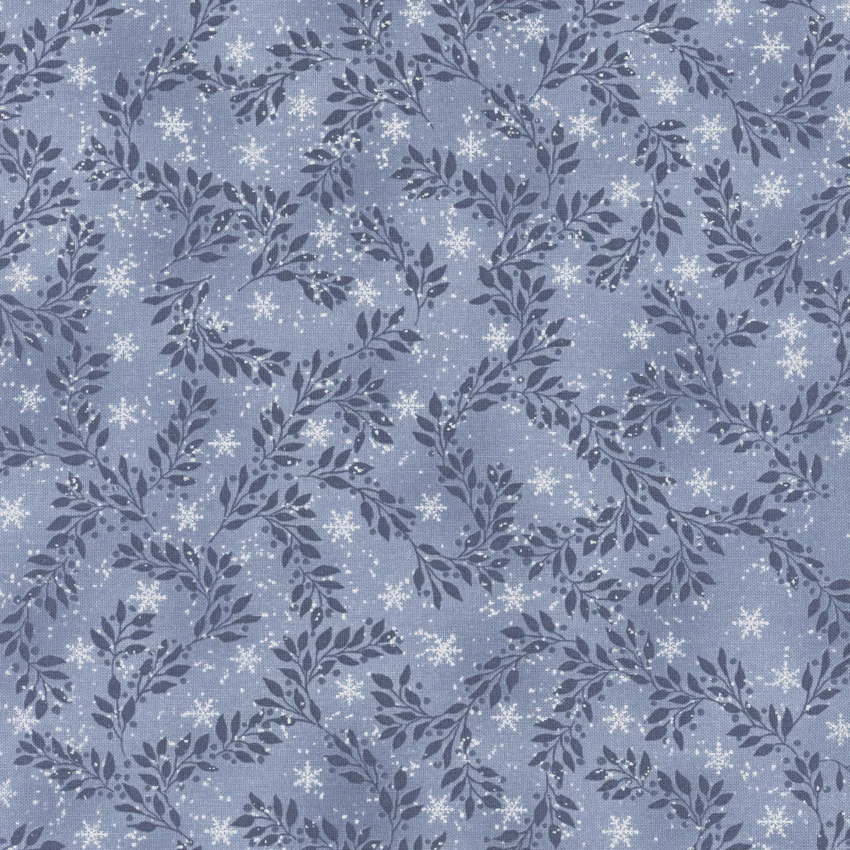 Snow Crystals - Light Blue & Silver Branches 4593-615 by Stof Fabrics