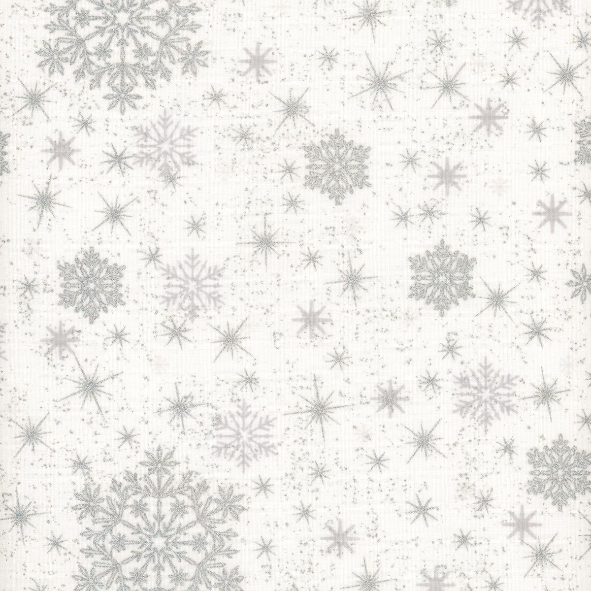 Snow Crystals - White/Silver Big Snow Crystals 4593-100 by Stof Fabrics