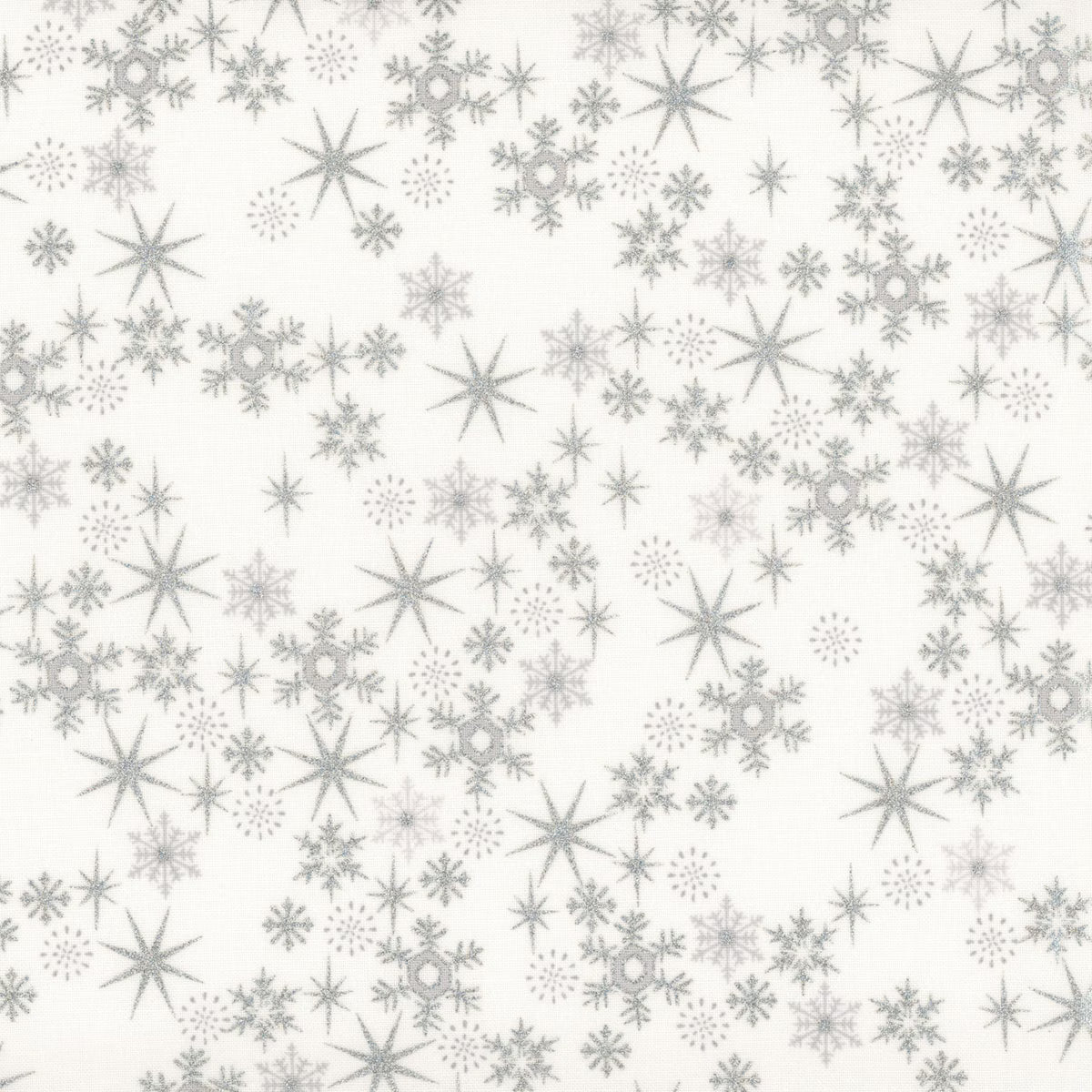 Snow Crystals - White/Silver Snow Crystals & Stars 4593-105 by Stof Fabrics