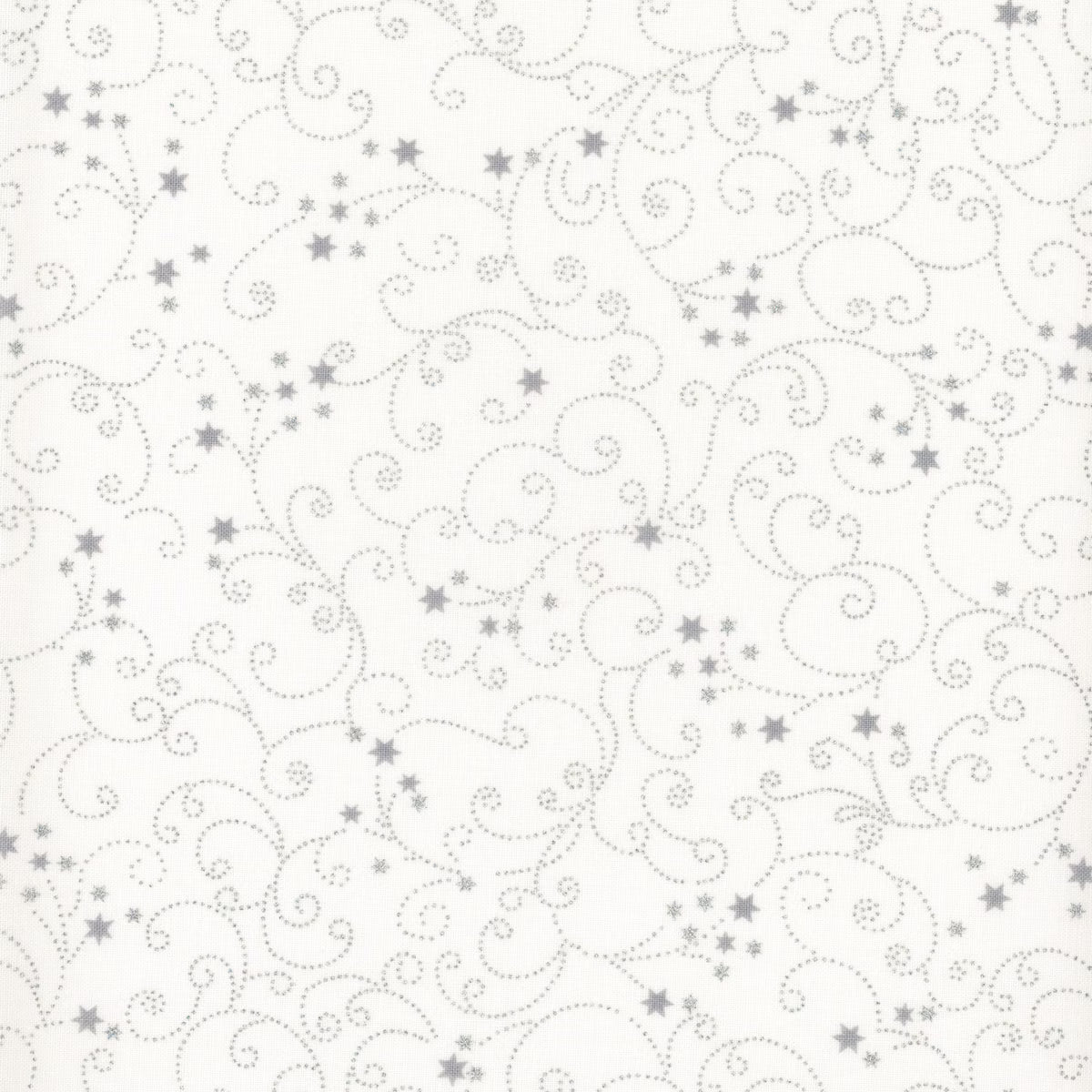 Snow Crystals - White/Silver Ornaments and Stars 4593-108 by Stof Fabrics