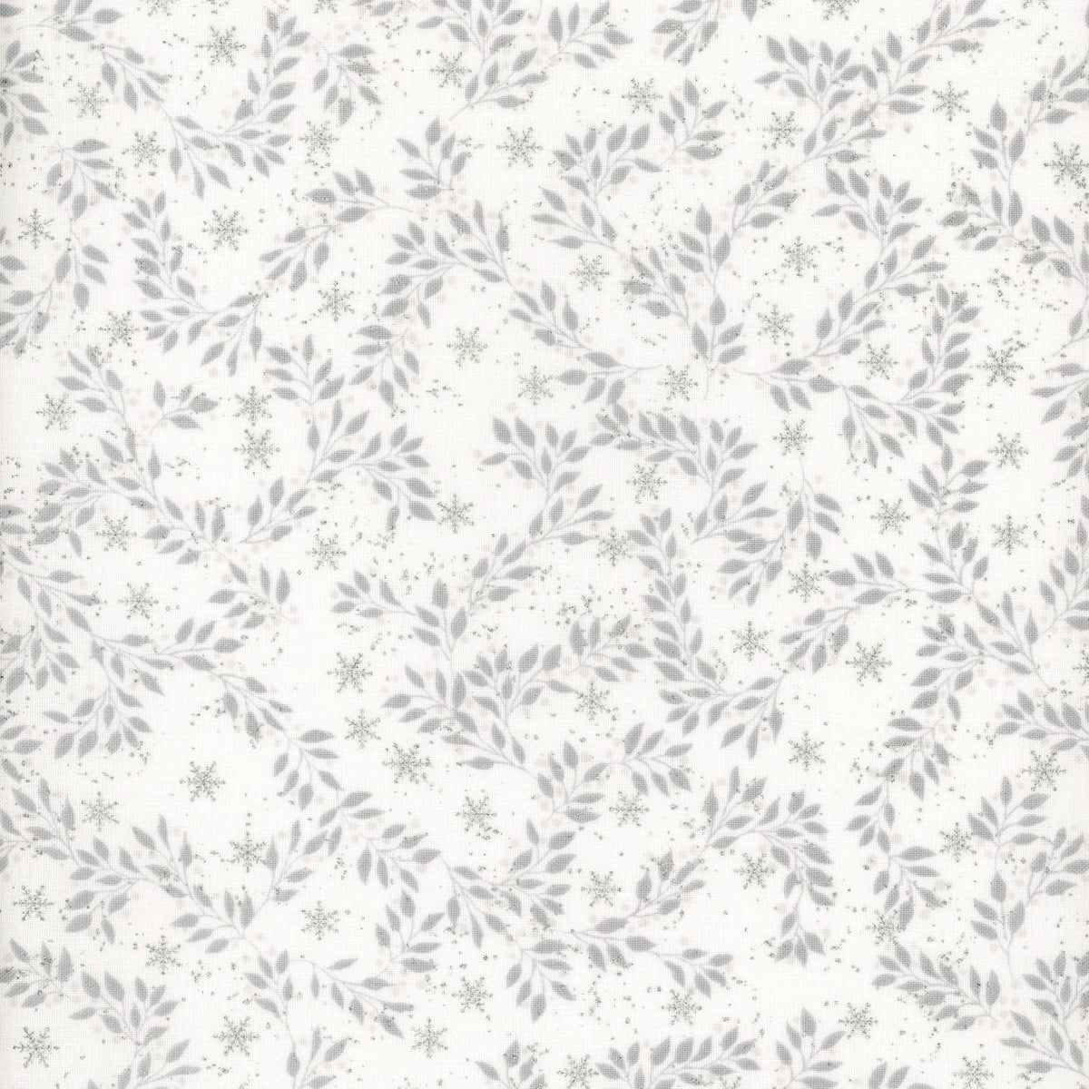 Snow Crystals - White/Silver Branches 4593-109 by Stof Fabrics