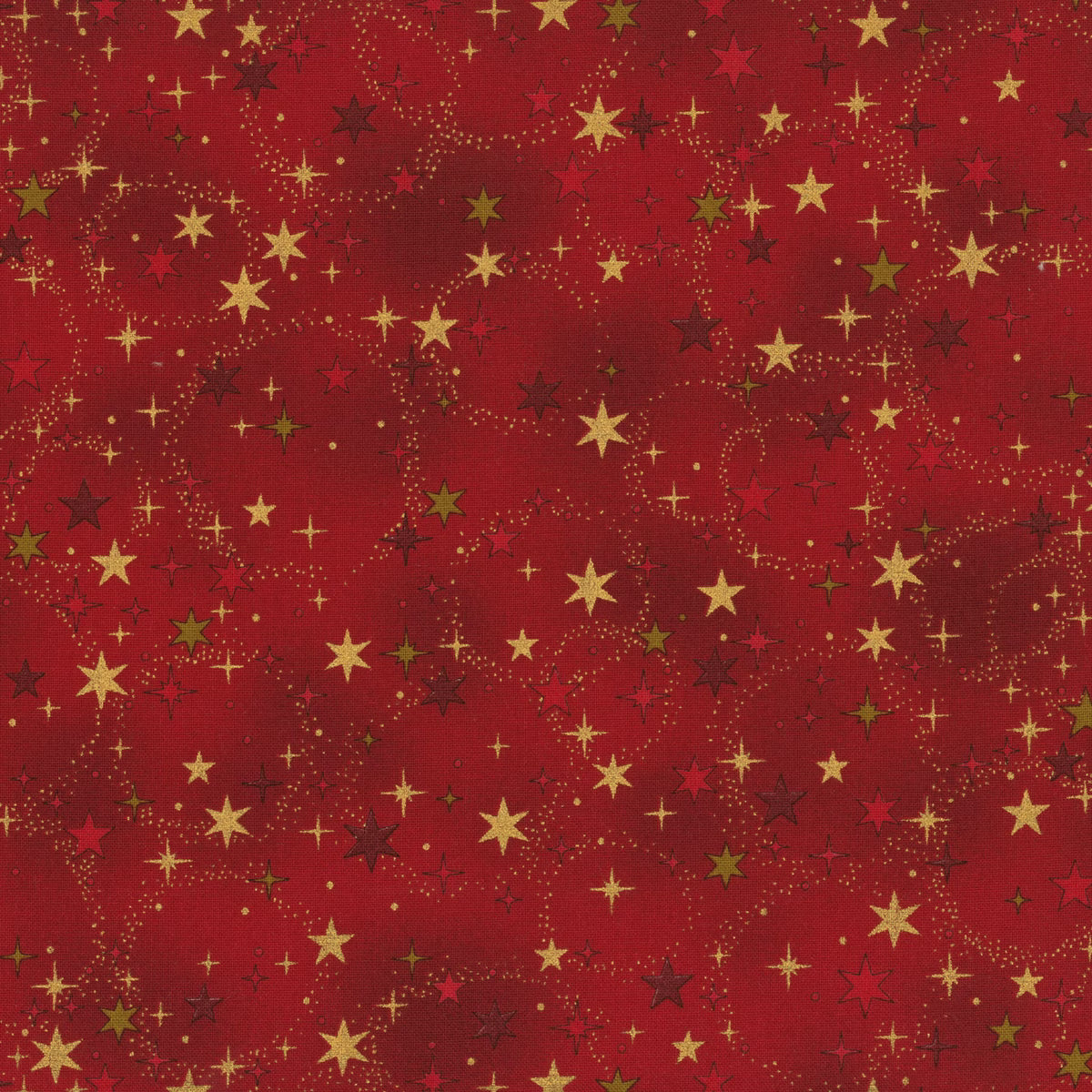 Christmas Time - Red/Gold Stars 4593-005 by Stof Fabrics