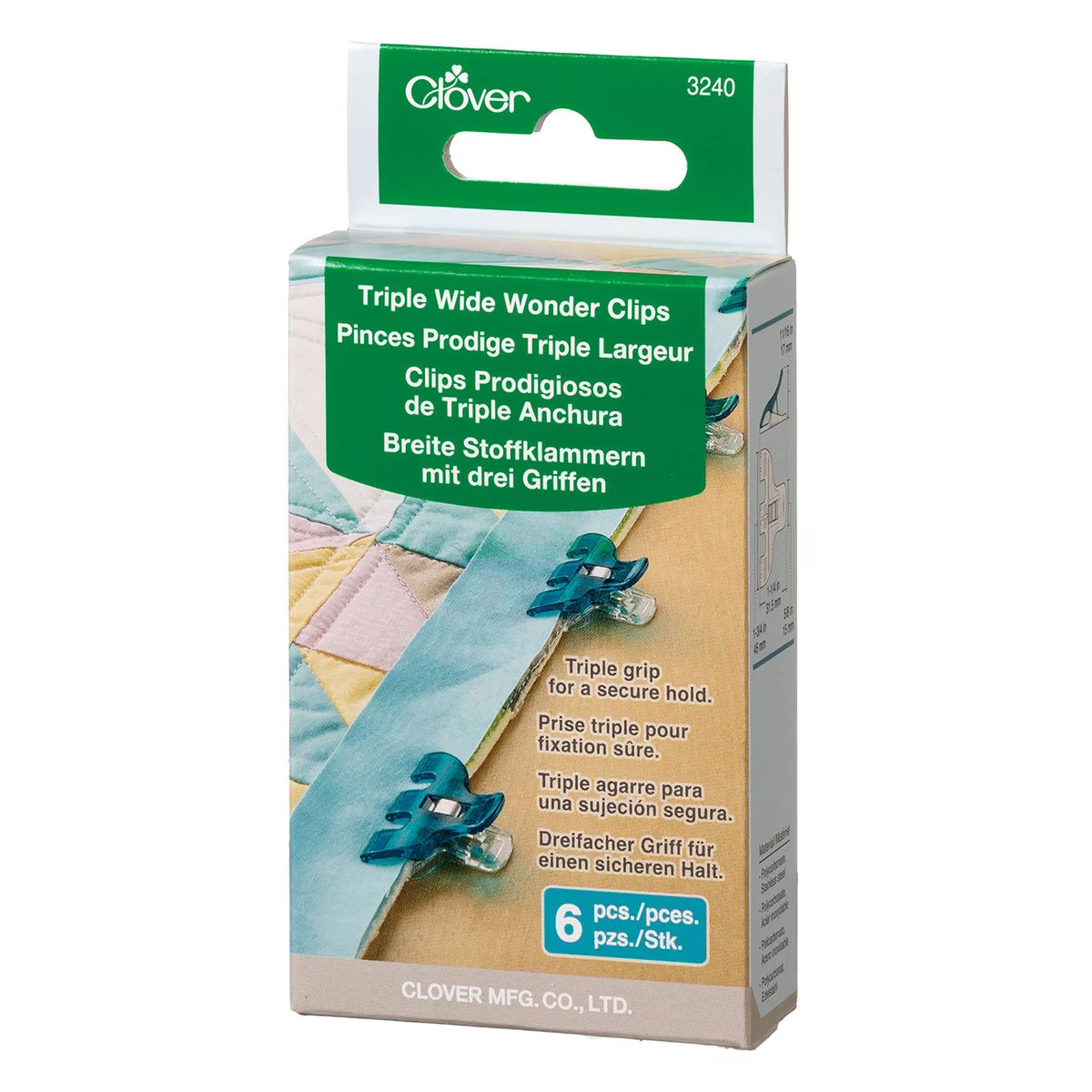 Clover - Triple Wide Wonder Clips Pkg of 6
