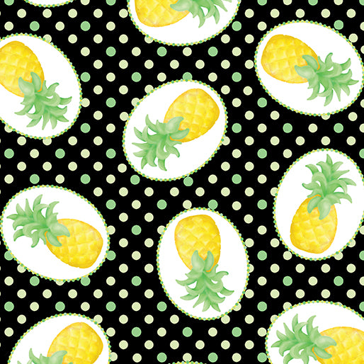 Flamingal Pals - Pineapple Paradise Black by Benartex Designer Fabrics