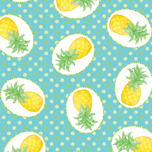 Flamingal Pals - Pineapple Paradise Turquoise by Benartex Designer Fabrics