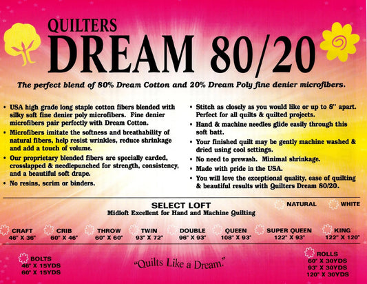Quilters Dream  80/20 Mid Loft Natural - King
