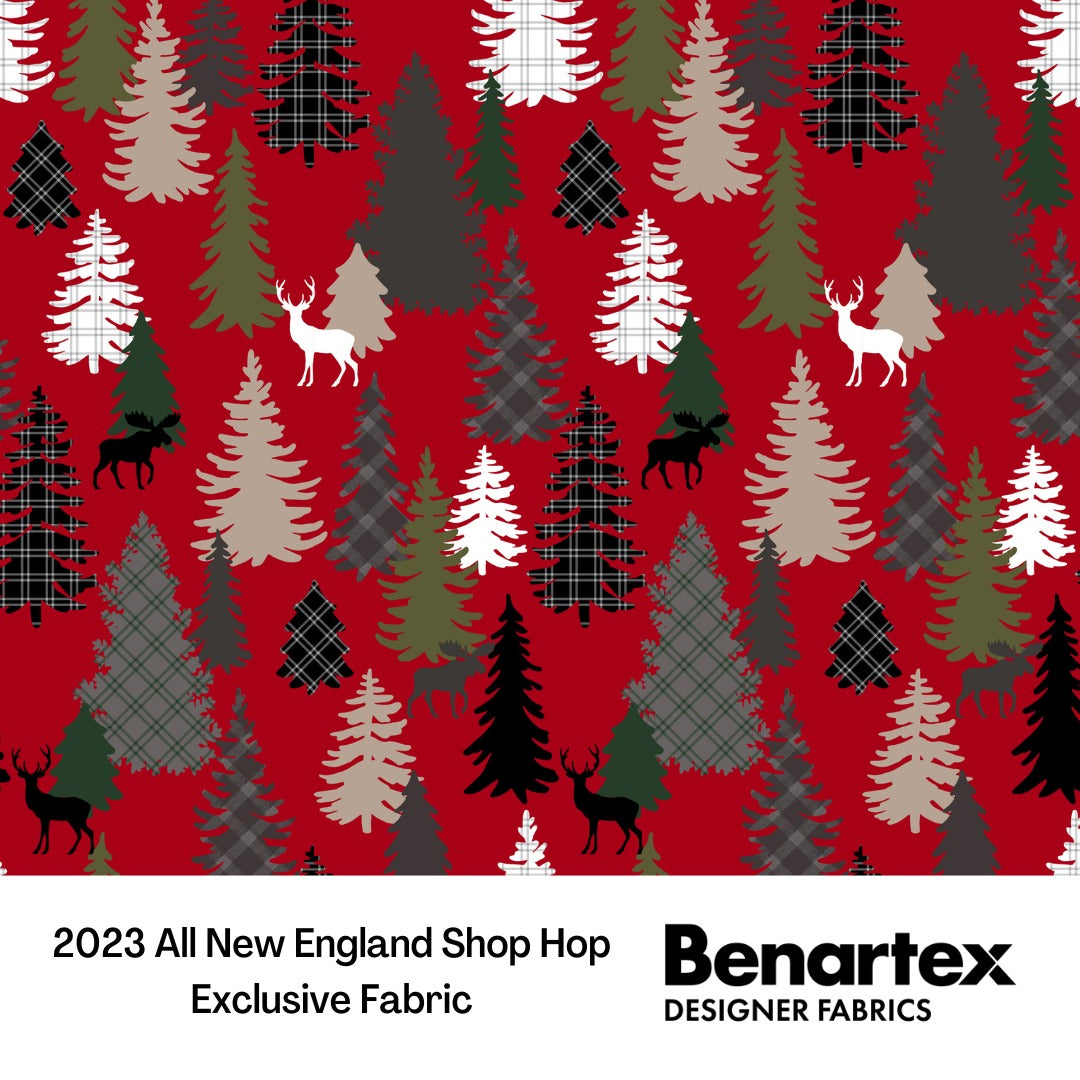 New England Forest  - Red - All New England Shop Hop 2023 by Benartex