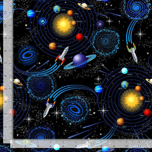 Space - Black Background by Timeless Treasures