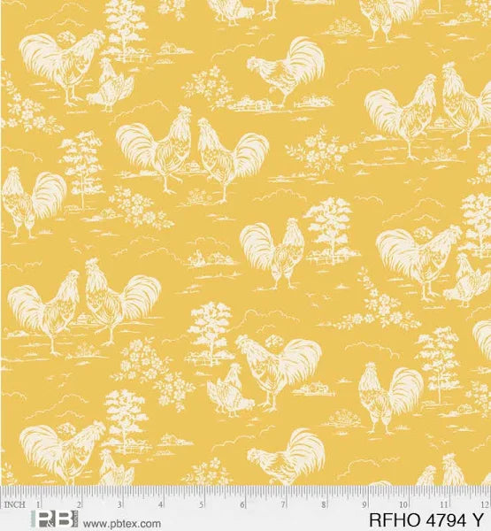 Rooster Farm House Yellow - by P&B Textiles