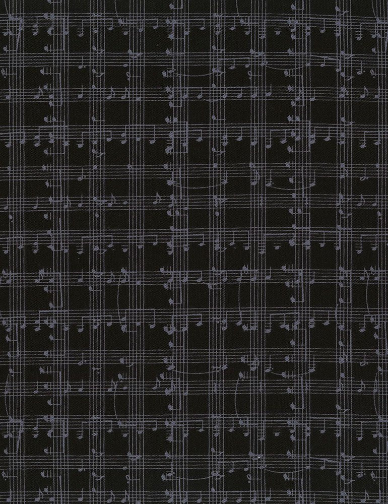 Row by Row Black with Gray Musical Notes C5935 for Timeless Treasures Fabrics