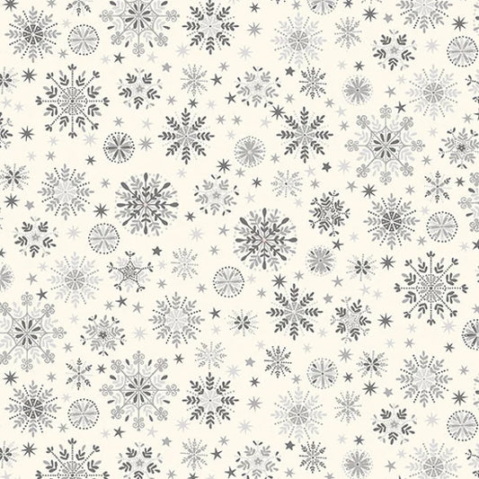 Scandi 2022 - Gray Snowflakes on Cream by Makower UK