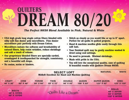 Quilters Dream 80/20 - White - Super Queen