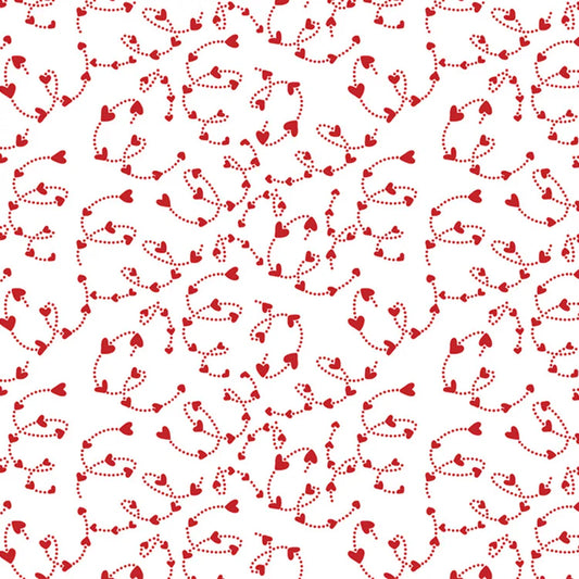 Caring Gnomes - Swirling Hearts White 14115-09 by Benartex Fabrics