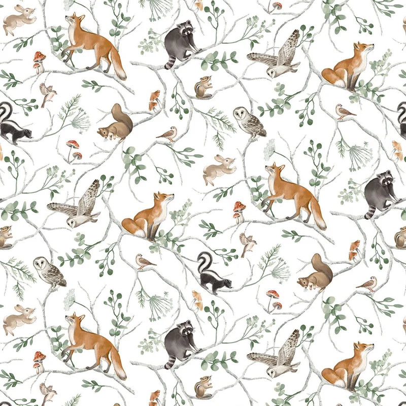 Tanglewood - Animal Vine White Multi 29282-10 by Northcott