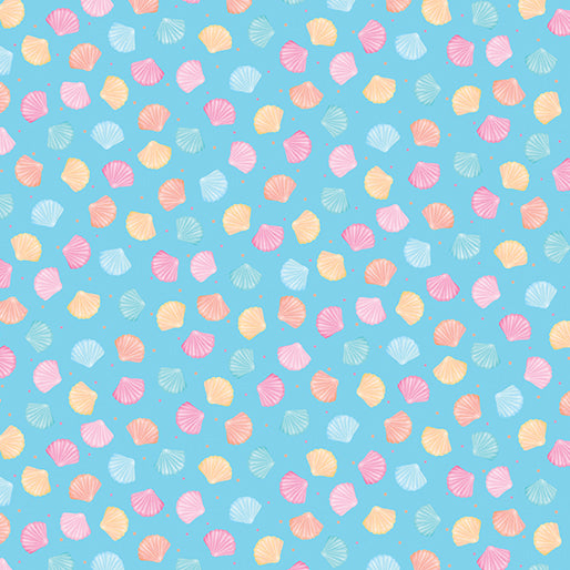 Flamingal Pals - Mini Seashells Turquoise by Benartex Designer Fabrics