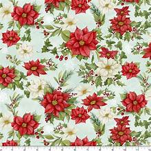 Medley In Red - Poinsettia on Mint by Wilmington Prints