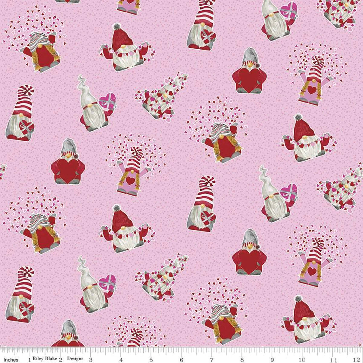 Gnomes in Love Tossed-Pink C11311 by Riley Blake