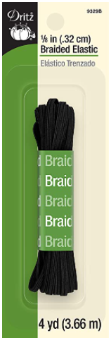 Dritz braided elastic Black 1/8"