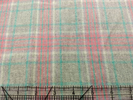 Wool by the Yard - Gray, Pink, Teal Plaid