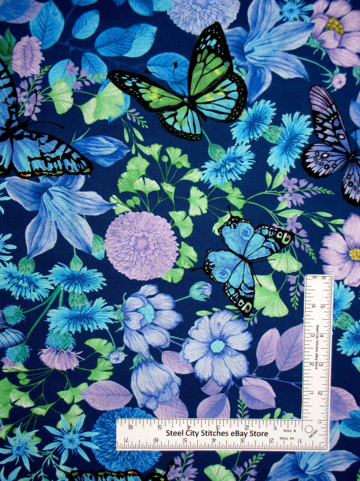 Fleur Floral Fabric Forest Magic Flowers Butterflies by Timeless Treasures