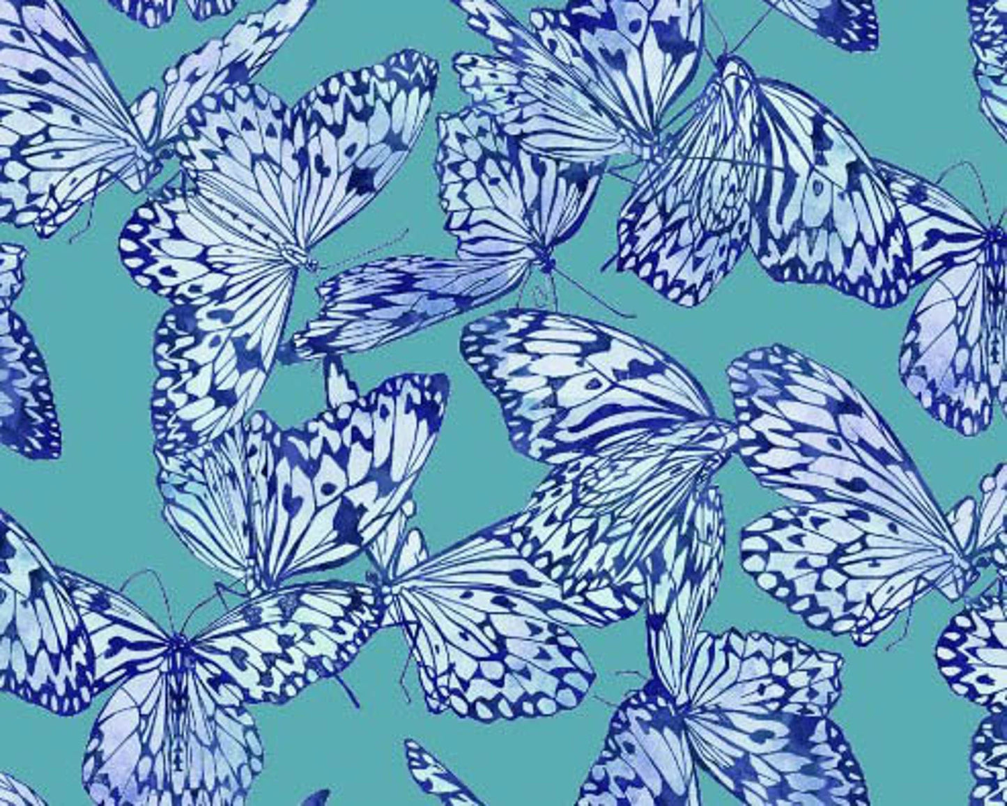Feathered Beauty - Butterfly Minty Aqua by Kate Ward Thacker by Springs Creative Fabric
